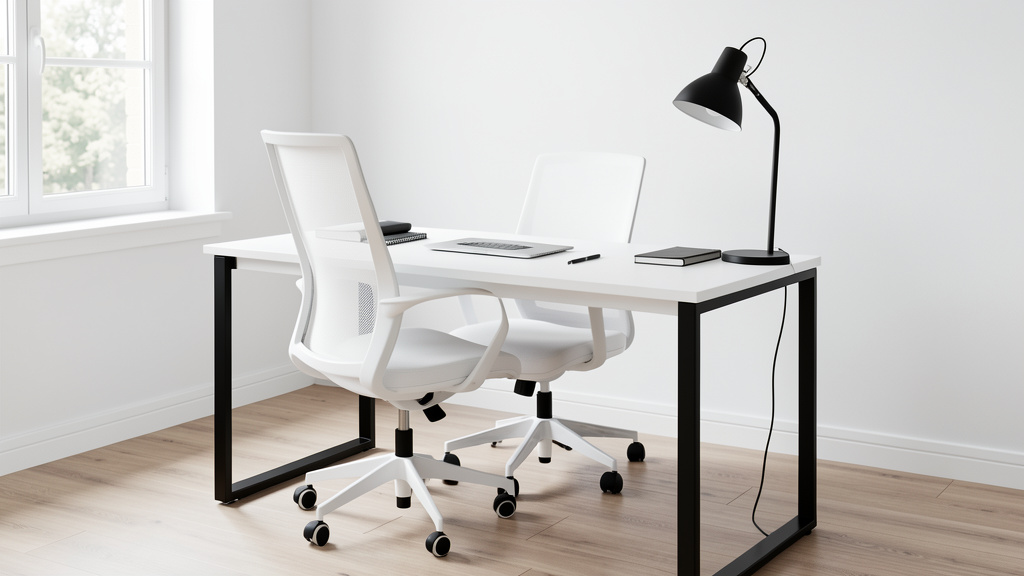 Bureau blanc avec 2 tiroirs