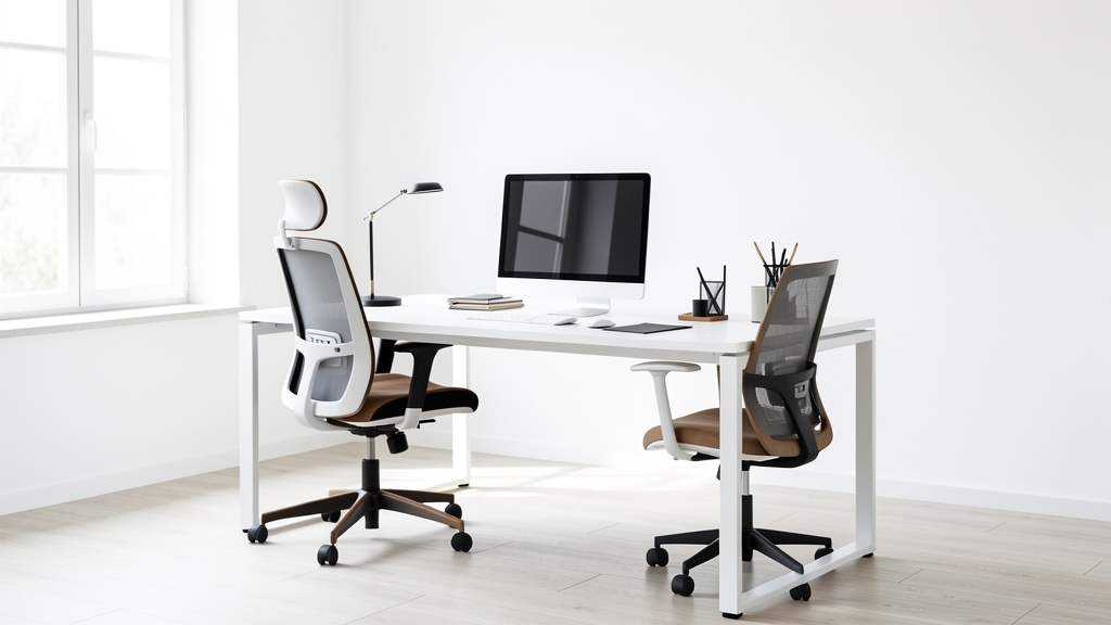 Chaise bleue assortie avec bureau blanc