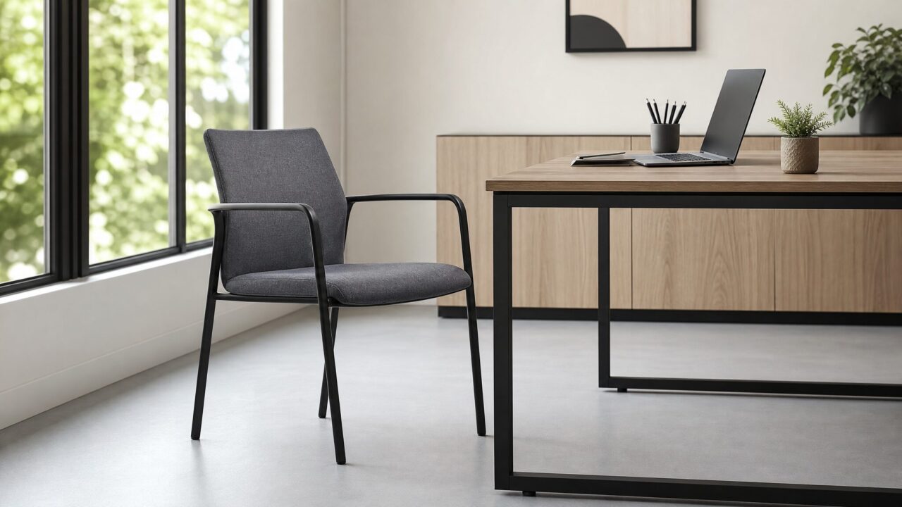 Chaise sans roulettes Woltu BH251an-1,1 en similicuir métal et Anthracite