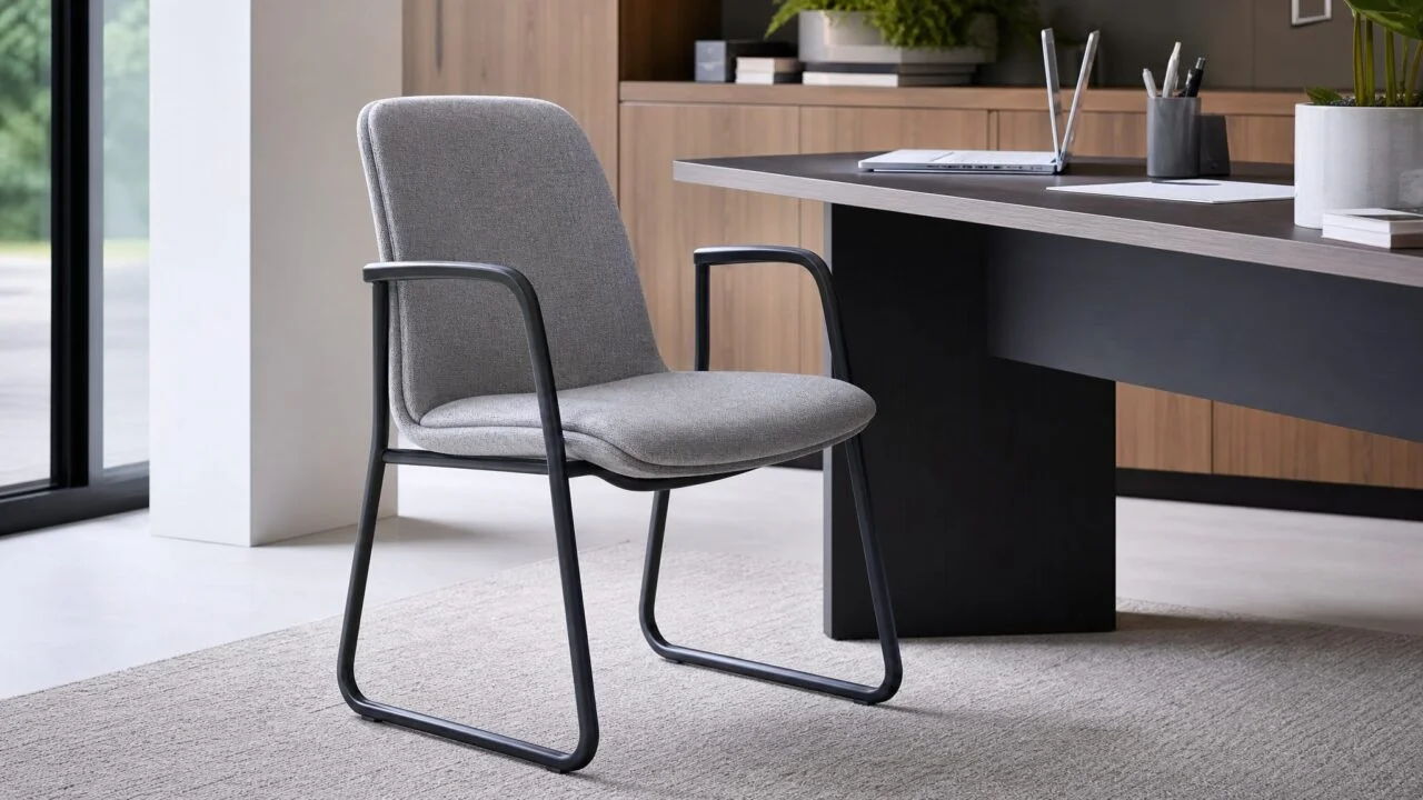 Chaise rembourrée à piètement fixe dans un espace de bureau